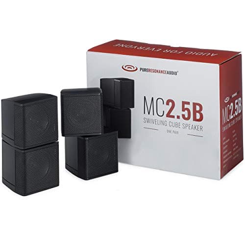 Pure Resonance Audio MC2.5B Dual 2.5” Swiveling Surround Sound Mini Cube Speaker (Pair, Black) (Without Brackets)