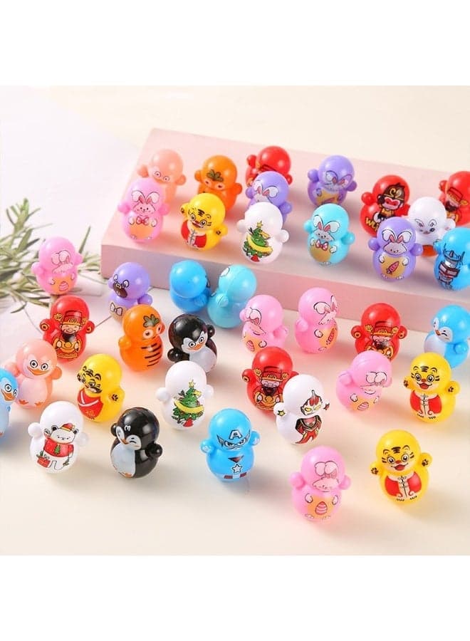 50 PCS Random Stress Relief Mini Roly-Poly Wobbling Toy Self-righting Doll Small Desktop Toy to Solve Your Irritability for Kids or Adult