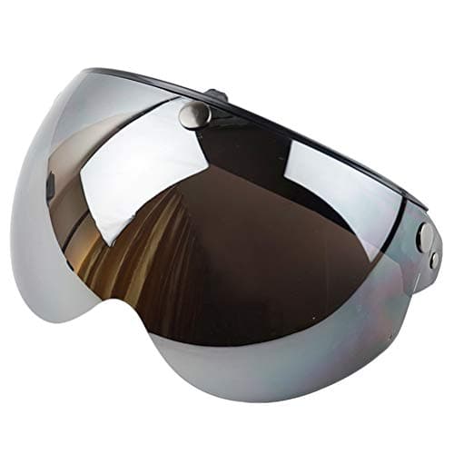 3 Snap Retro Helmet Visor Windproof Sun Half Face Motorcycle Helmets Visor for Motorcycle PC Lens 1 Pcs silver