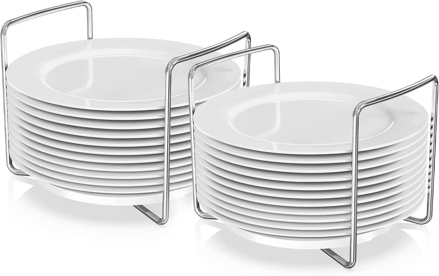 Wisuce Dish Racks for Kitchen Countertop Organizer Bamboo Plate Holder Adjustable Size Stainless Steel 304 Portable Handle for Kitchen Drawer Countertop Cupboard Shelf