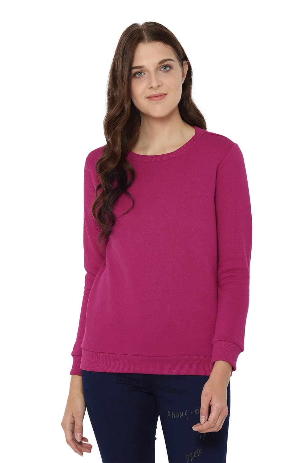 Allen Solly Womens Sweatshirt (AHSTCRGFG93037_XS) Fushia