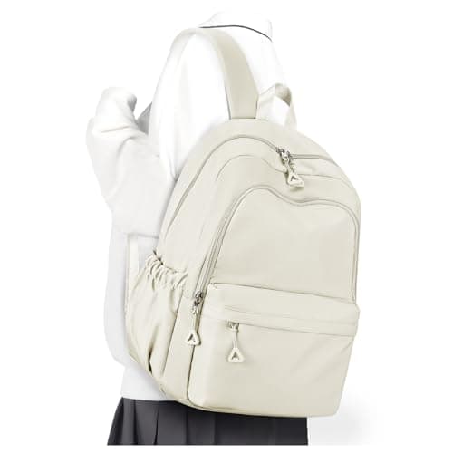 winspansy Backpack for School Teenage Girls Boys,Waterproof Lightweight School Bags Travel Daypack Simple Cute College Backpack Rucksack for Women Men fit 14 Inch Laptop,Beige