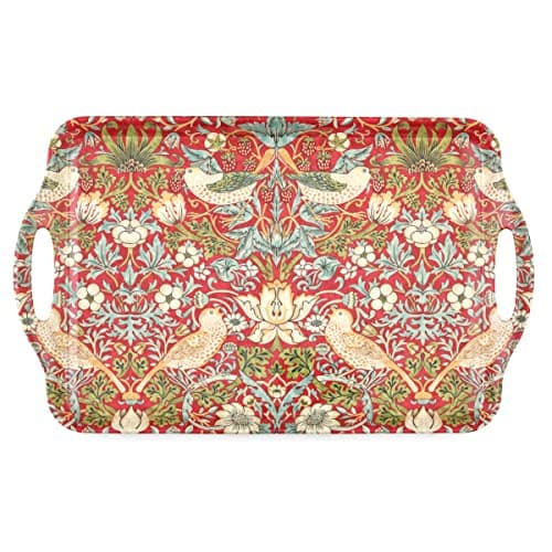 Pimpernel Morris & Co Strawberry Thief Red Melamine Tray with Handles - Elegant Serving Tray for Tea Parties, Decorative Table Display - Stylish Kitchen & Dining Organization, Ideal Gift for Her