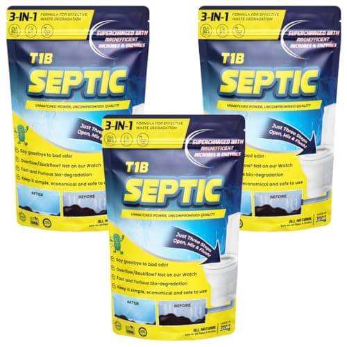 T1B Septic Tank Cleaning Powder - 100X Powerful Formula Microbes & Enzymes, Odour Removal, Prevents Blockages & Clears Drains, Septic Tank Treatment Powder Pack of 3 (750 gram)