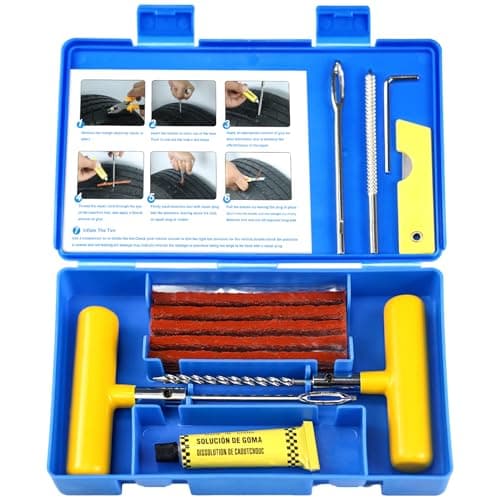 Beanewone Tire Repair Kit with Plugs Tire Plug Kit Heavy Duty Professional for Car ATV Motorcycle Truck Flat Tire Emergency Repair Boxed Type 19 PCs