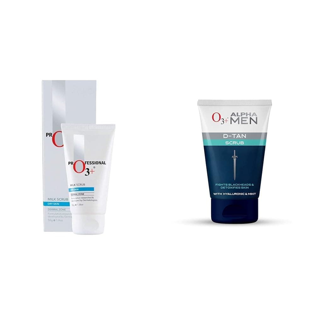 O3 Milk Scrub Enriched with Macadamia Nuts Extracts for Clean Bright Complexion O3 ALPHA MEN Acno DTAN Scrub With Hyaluronic Mint 50g