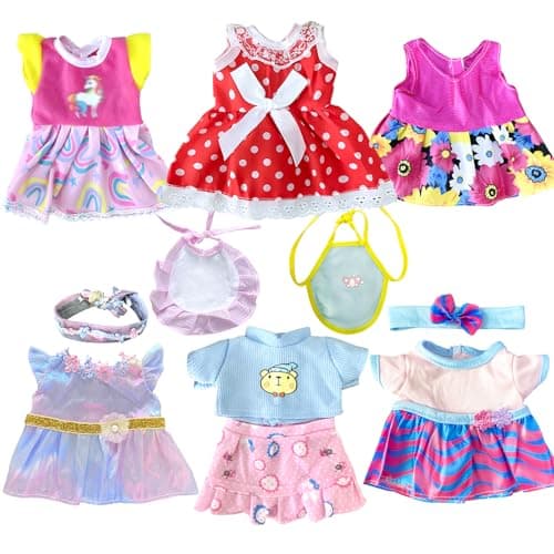 JING SHOW BUSSINESS Baby Doll Clothes 6 Sets Girl Clothes Dress Baby Outfits Accessories for 10 11 12 Inch Doll