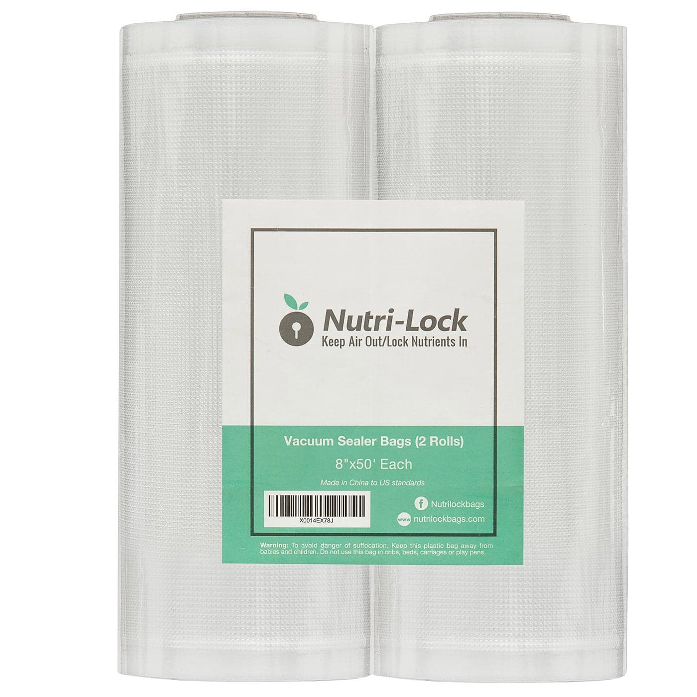 Lock Vacuum Sealer Bags Set of 2 8x50 Inch BPAFree Rolls Food Saver Vac Seal for Sous Vide Meal Prep Commercial Grade Foodsaver Bag