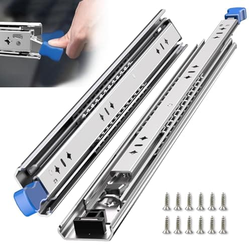 SLIDEWAY 260 Lbs Heavy Duty Locking Drawer Slides 1 Pair 12 14 16 18 20 24 26 30 32 40 Inch Full Extension Ball Bearing Sliding Rails Cabinet Runners Tracks RV Glides (53mm Wide with Lock)-24"