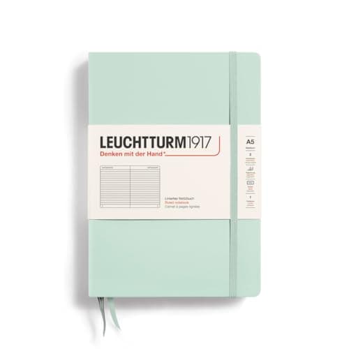 LEUCHTTURM1917 Notebook Hardcover Medium A5251 Numbered Pages for Writing and Journaling Mint Green Ruled