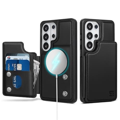 SkyEagle Compatible with Magsafe for Samsung Galaxy S26 Ultra Wallet Case with Card Holder,Women Men Phone Case PU Leather Kickstand Flip Protective Cover Credit Card Slots,Black