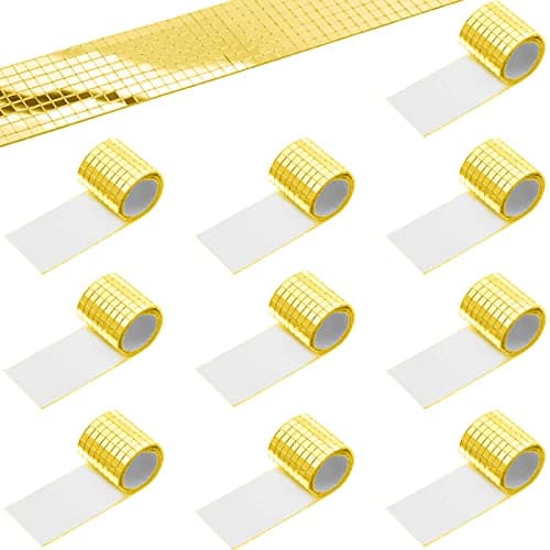 4720 Pcs Self Adhesive Mosaic Tiles 5 x 5 mm Square Disco Ball Mirror Tiles Sticker for DIY Craft Hat Interior Decoration Card Making and Art CollageGold
