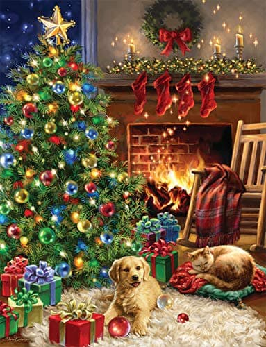 Springbok Christmas Morning 1000 Piece Jigsaw Puzzle Classic Scene of a Cozy Christmas Morning Under The Tree is Colorful and Relaxing