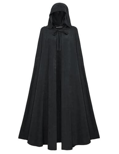 Scarlet Darkness Women Renaissance Hooded Cape Medieval Cloak Hobbit Halloween Costume Black