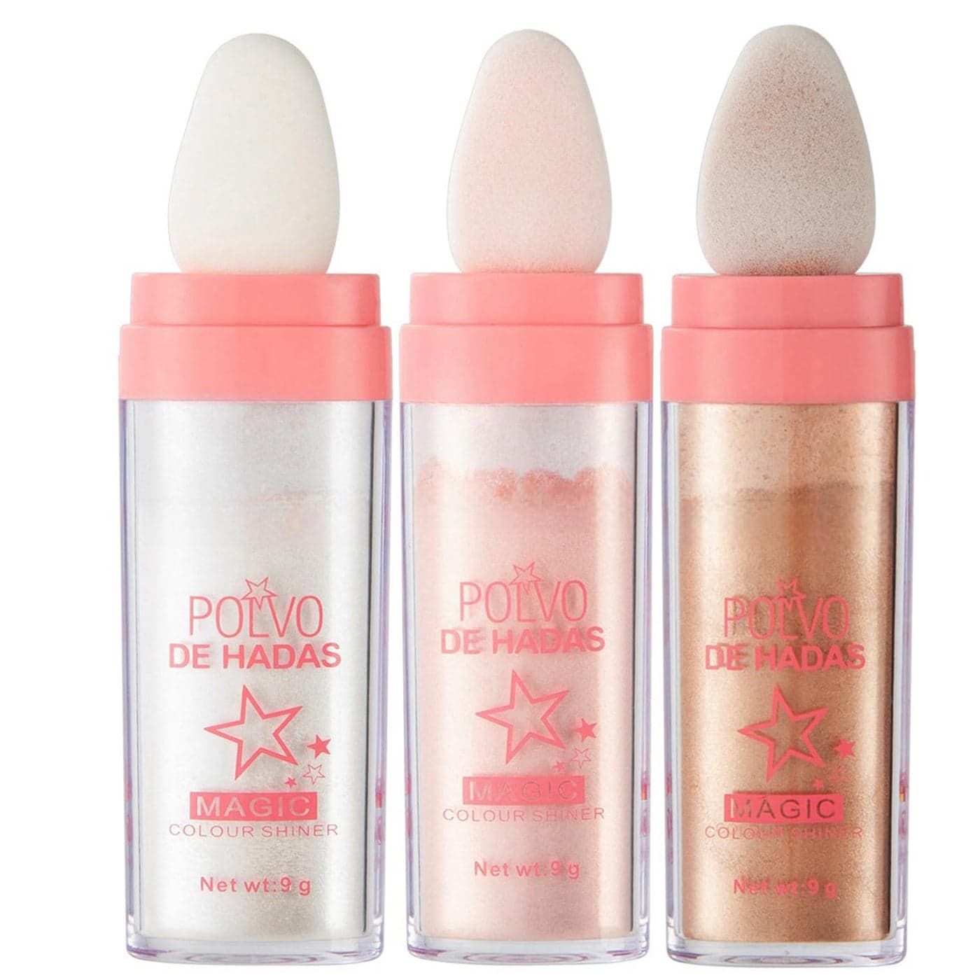 URQT 3 Color Polvo De Hadas Fairy Dust Highlight Patting Powder Full Body Contouring and Clavicle Pearlescent Patting Powder for Face and Eye Halloween Sparkling Body Glitter Powder Trio