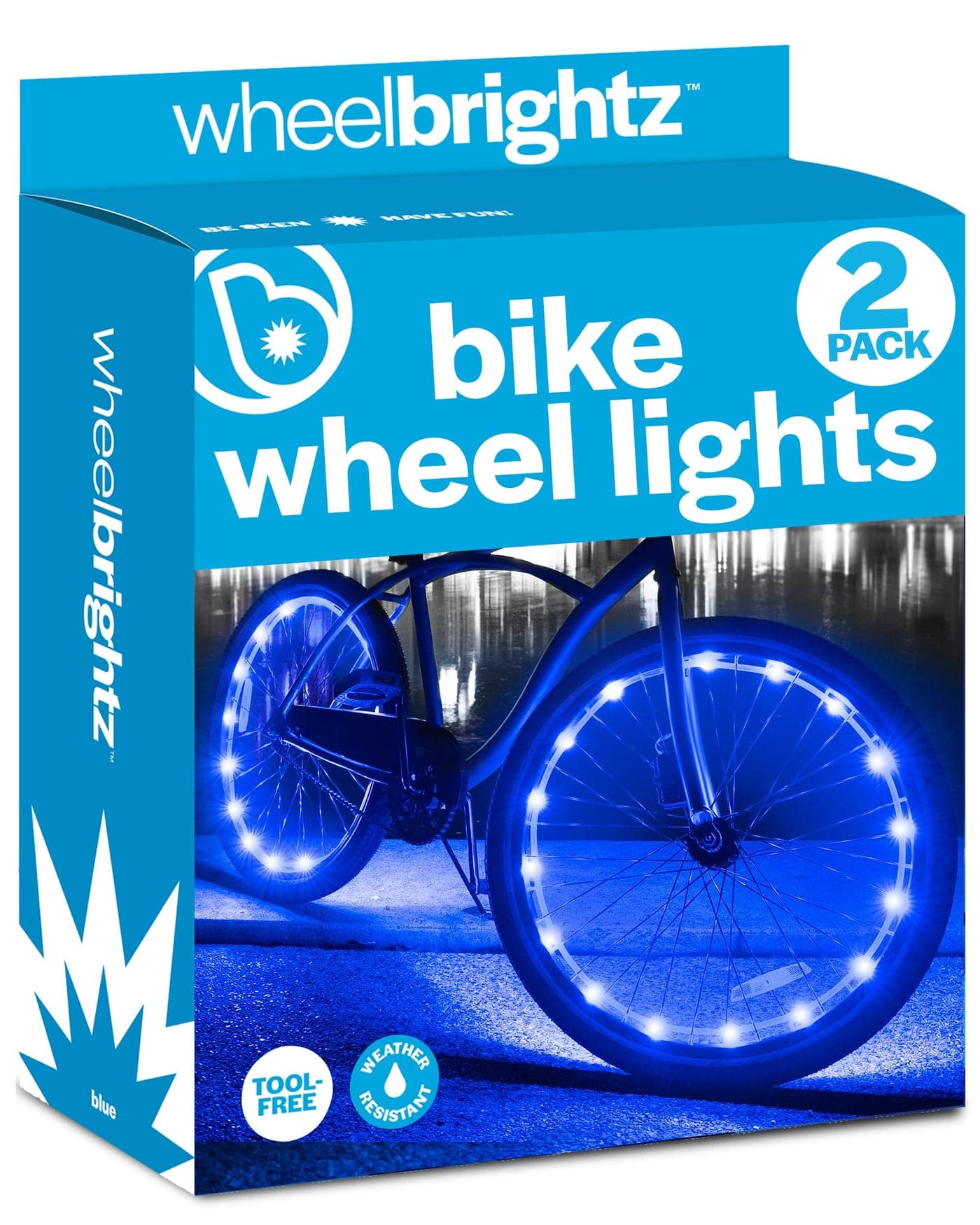 Brightz WheelBrightz Bike Light (2-Pack Blue) - Electric Bike Accessories for Adult Bikes - Bicycle Wheel Lights for SE BMX eBike Mini Kids Boys Girls Men Women Bikes Ages 5 6 7 8 9 10 11 12 Year Old