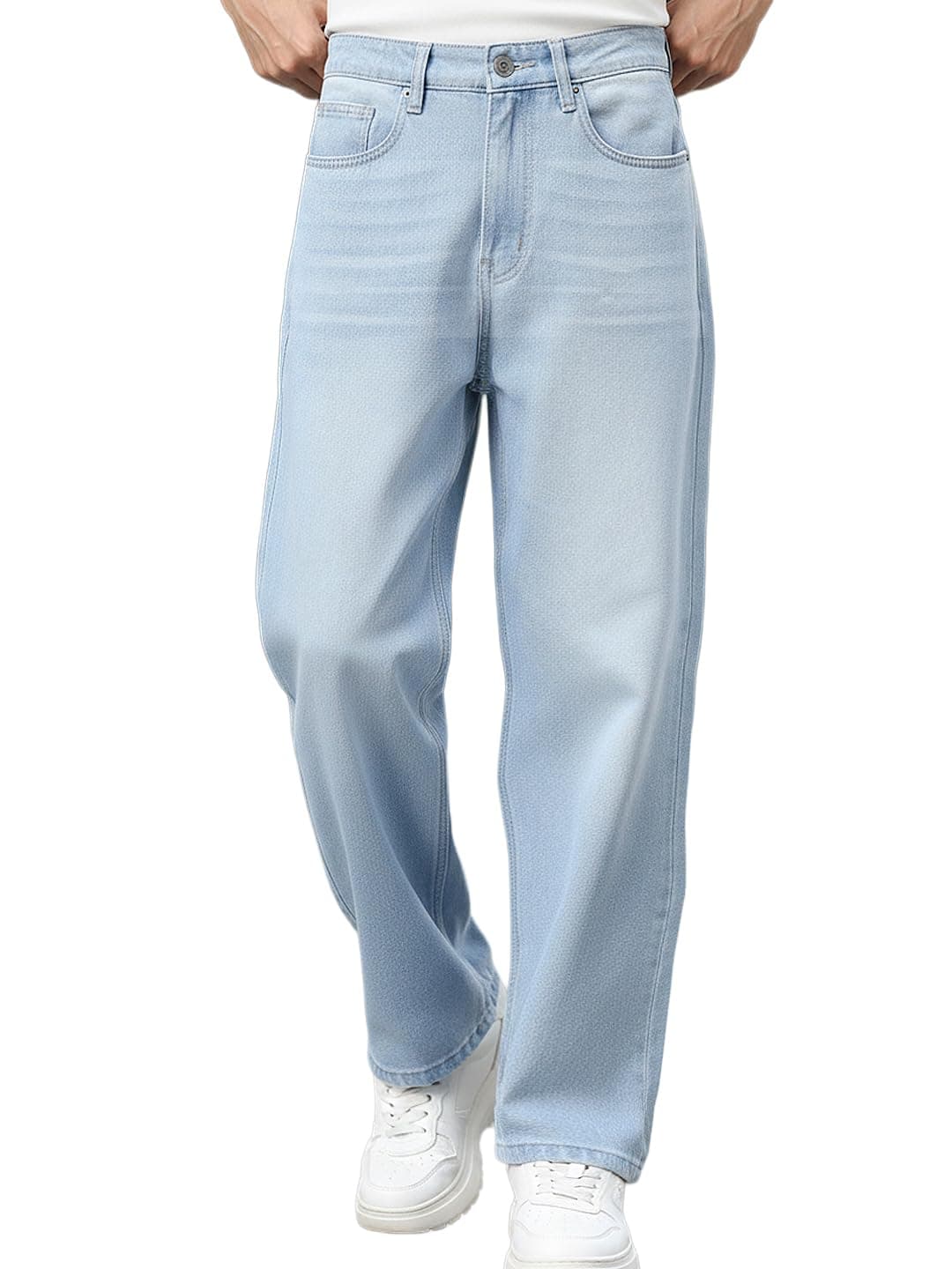 Urbano Fashion Men's Ice Blue Loose Baggy Fit Washed Jeans Non-Stretchable (jeanlswhsk-iceblue-32)