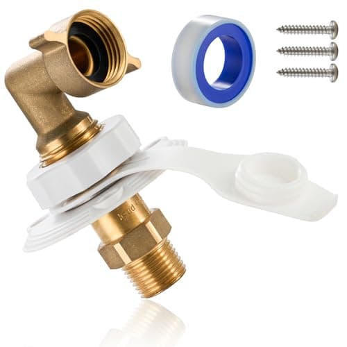 TOPSHINE RV City Water Inlet with Check Valve, RV Water Fill Inlet Replacement, 3/4 GHT Female to 1/2 NPT Male, Lead-Free Brass, City Water Connection for RV Camper Motorhome Trailer with Hose Elbow
