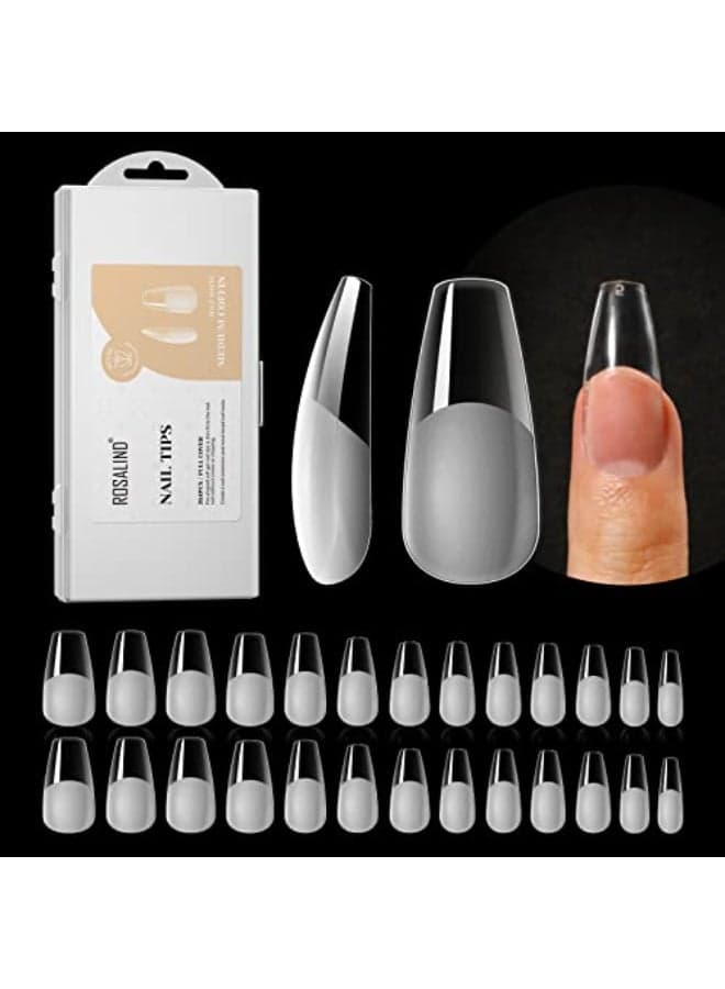 ROSALIND Half Matte Medium Coffin Fake Nail Tips 264PCS Press on Nails Coffin Full Cover Medium False Nail Tips DIY Manicure Salon Artificial Extension NailsOneSided No File