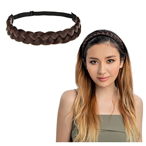 TOECWEGR Braid Headband 3 Strand Synthetic Braided Hair Headband Stretch Plaited Hairpiece Fashion Girl Costume Hair Accessory