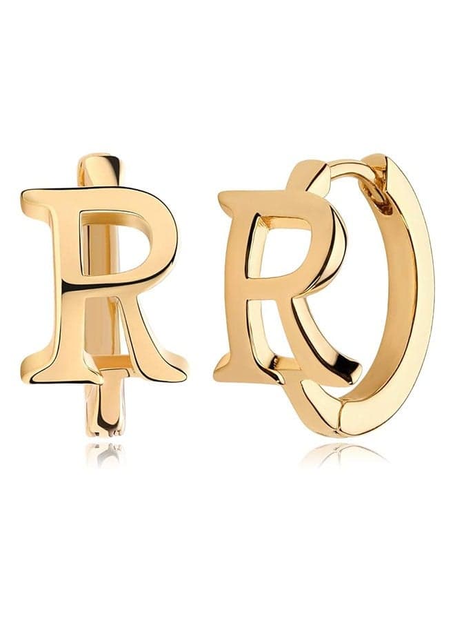 Women Huggie Hoop Earrings Gold Initial Sleeper 14K Gold Filled Small Simple Delicate Handmade Hypoallergenic Personalized Jewelry Gift - 26 Letters