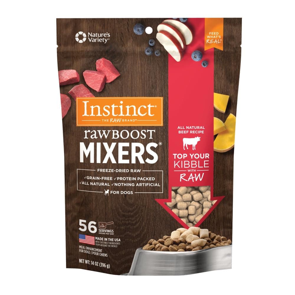Instinct Raw Boost Mixers, Freeze Dried Dog Food Topper, Grain Free Recipe - All Natural Beef, 14 oz. Bag