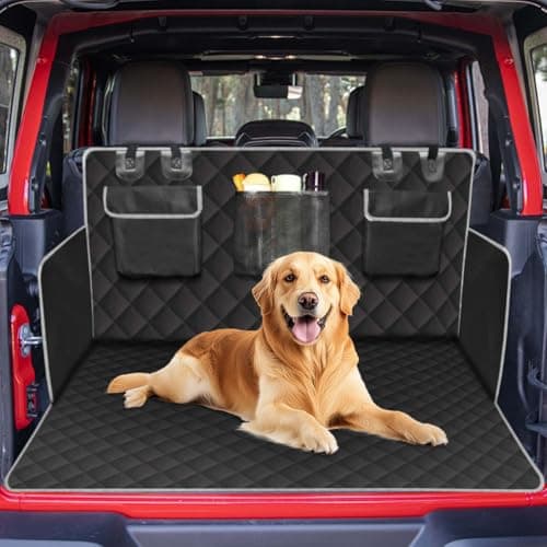 Tuxihapp SUV Cargo Liner for Dogs Universal Scratchproof Dog Trunk Cover with Bumper Flap Protector Non Slip Waterproof Vehicle Pet Back Seat Mat Accessories for Sedans Trunks Black