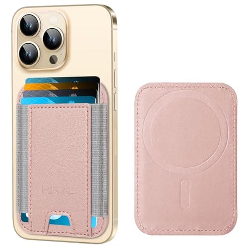 HiWe for MagSafe Wallet, Strongest Magnetic Wallet for iPhone 17/16/15/14/13/12 Series, 7 Cards Holder, Leather Minimalist Slim RFID, 1 Slot, Gold