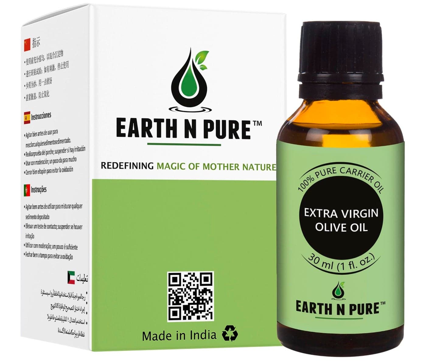 Earth N Pure Extra Virgin Olive Oil 100% Pure Cold Pressed | Skin & Hair Care | Cold Pressed | Premium Quality Natural Olive Oil – 30ml