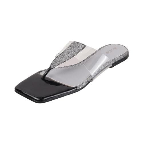 Mochi Women Black Flat Fashion Chappal UK/4 EU/37 (32-584)