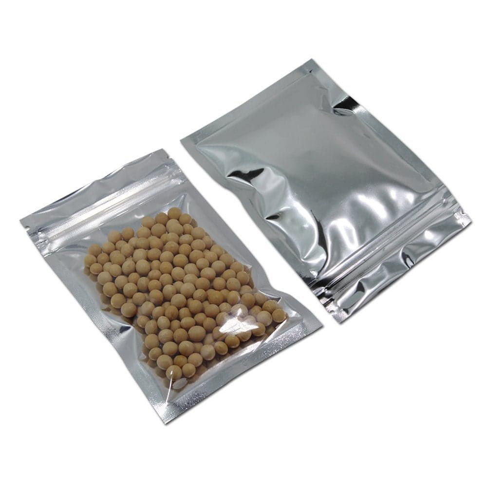 WACCOMT Pack 100pcs 6x10 cm 24x39 inch Mylar Foil Zipper Lock Bags Clear Front Resealable Heat Seal Food Storage Bags Foil Aluminium Pouch Mylar Bags for Zip Bag Reusable Lock Seal