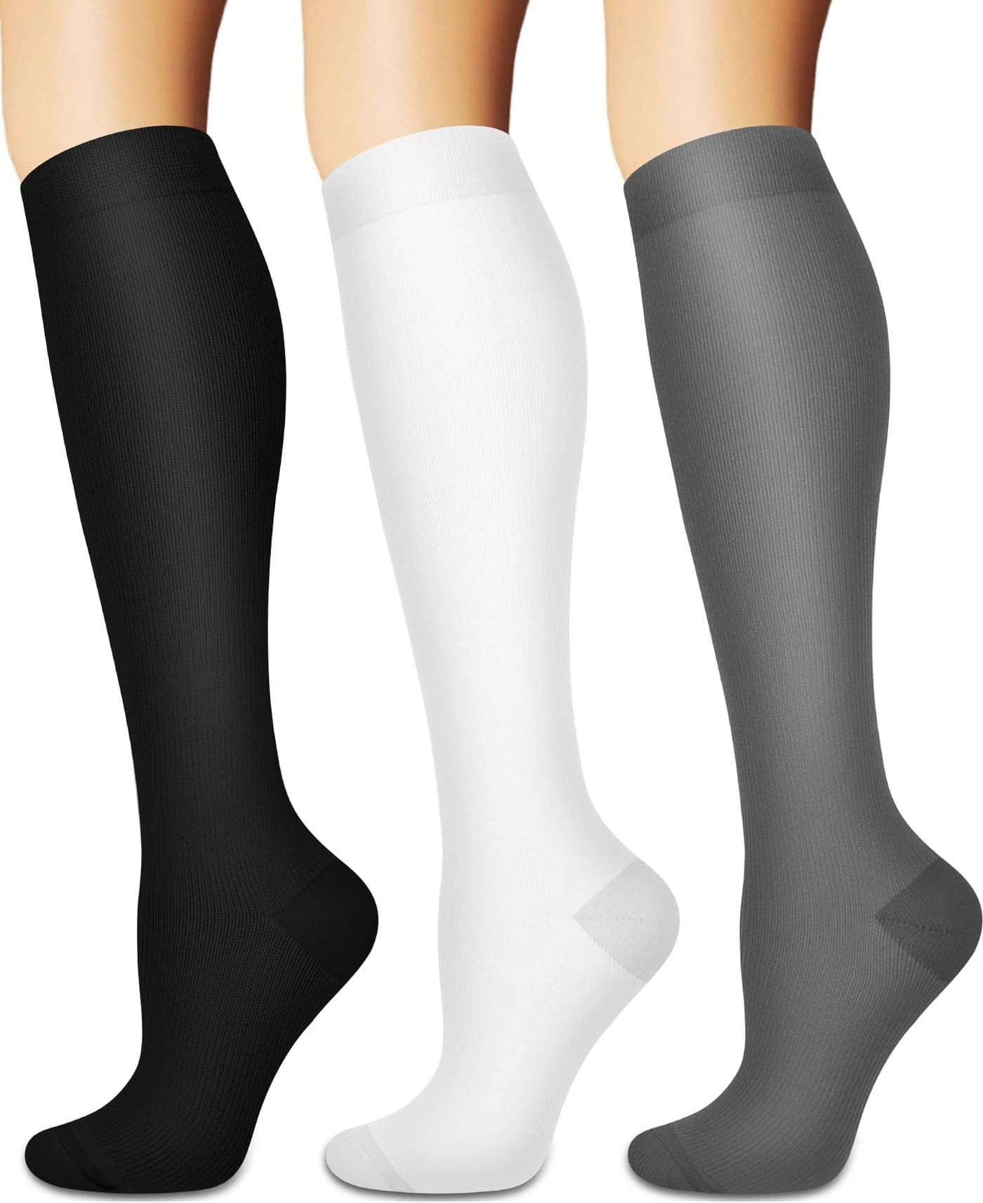 Compression Socks for Women and Men Circulation (3 Pairs) - Best for Nursing,Running,Travel Knee High Socks