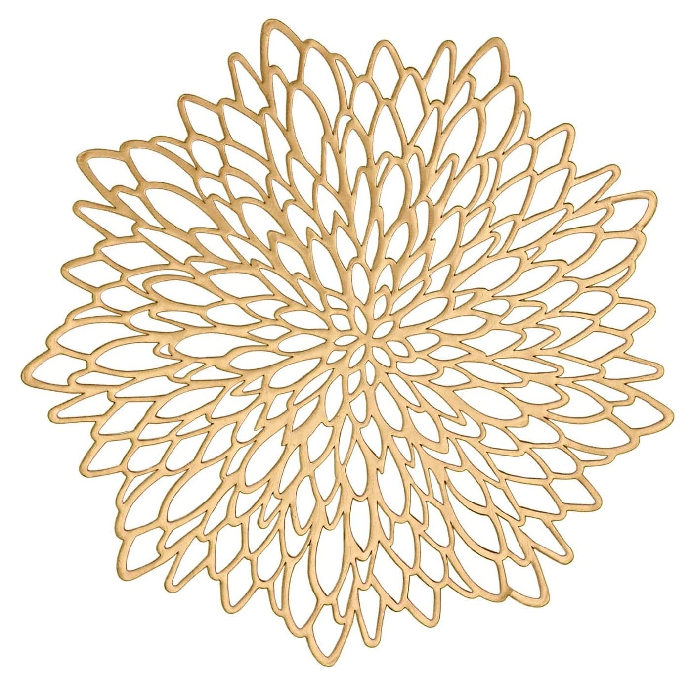 Xmkuwa Placemats 15 inch Pressed Vinyl Round Table Mates for Dining Table Set of 6 Washable and Wipeable Kitchen Place Mat for Holiday Wedding Dinner Table Decoration Mat Gold A