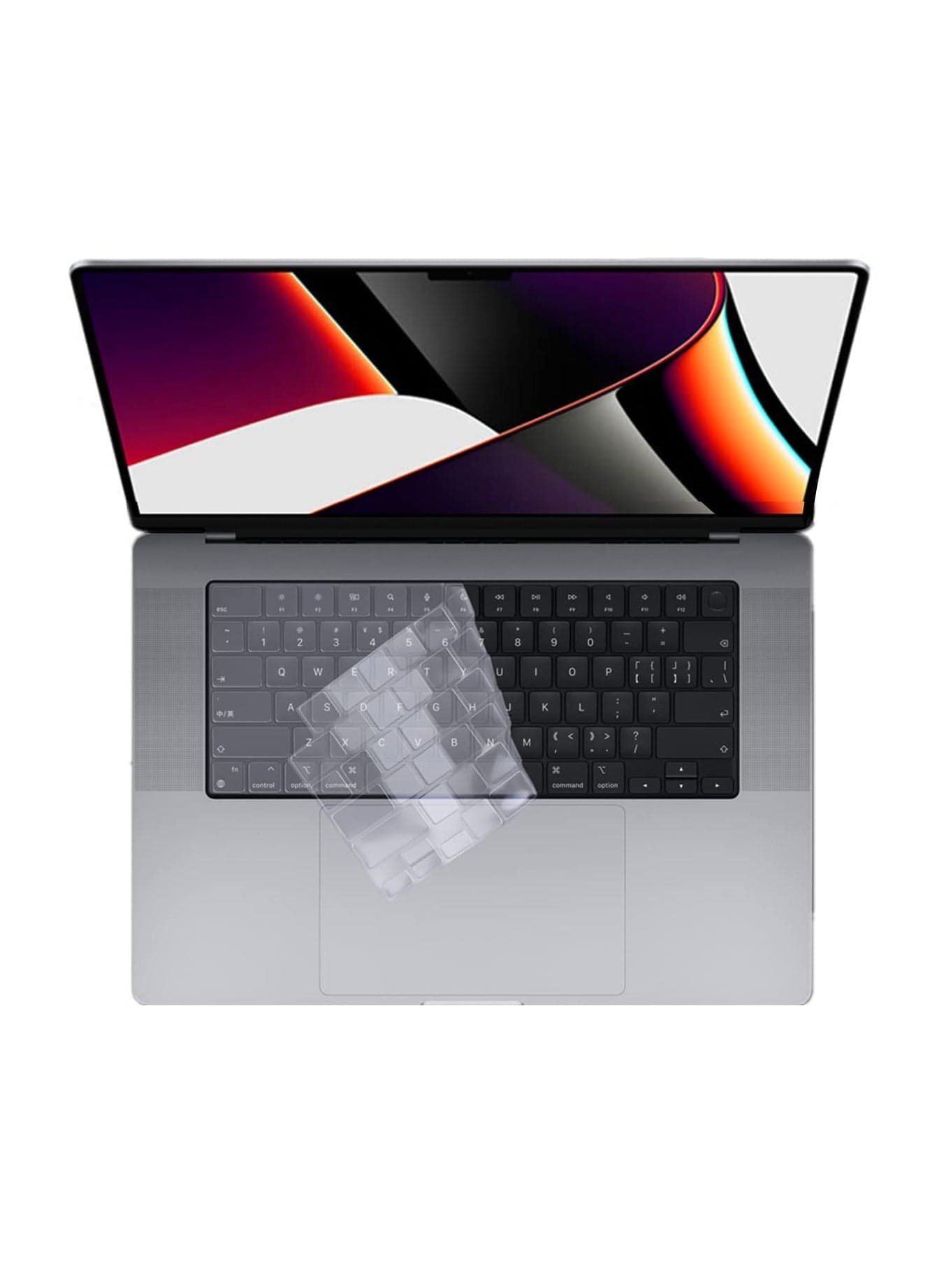 Transparent Silicone Keyboard Cover Skin for MacBook Air 13.6 Inch A2681 M2 Chip/MacBook Pro 14 Inch Model A2442 M1 Pro/Max & MacBook Pro 16 Inch Model A2485 M1 Pro Max Chip US Layout