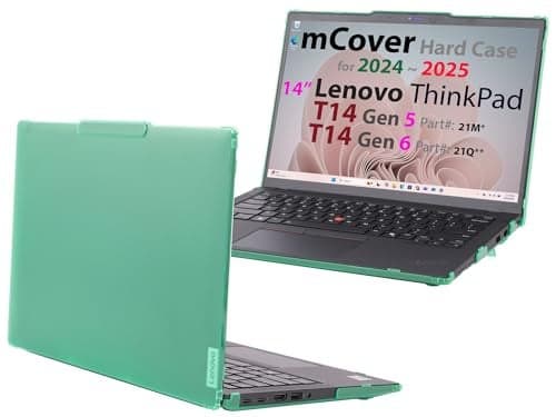 mCover Hard Case ONLY Compatible for 2024-2025 14" Lenovo ThinkPad T14 Gen 5/6 and ThinkPad P14s Gen 5/6 (AMD) Windows Notebook PC (with 180° Hinge, NOT Fitting Any Other Lenovo Models)- Green