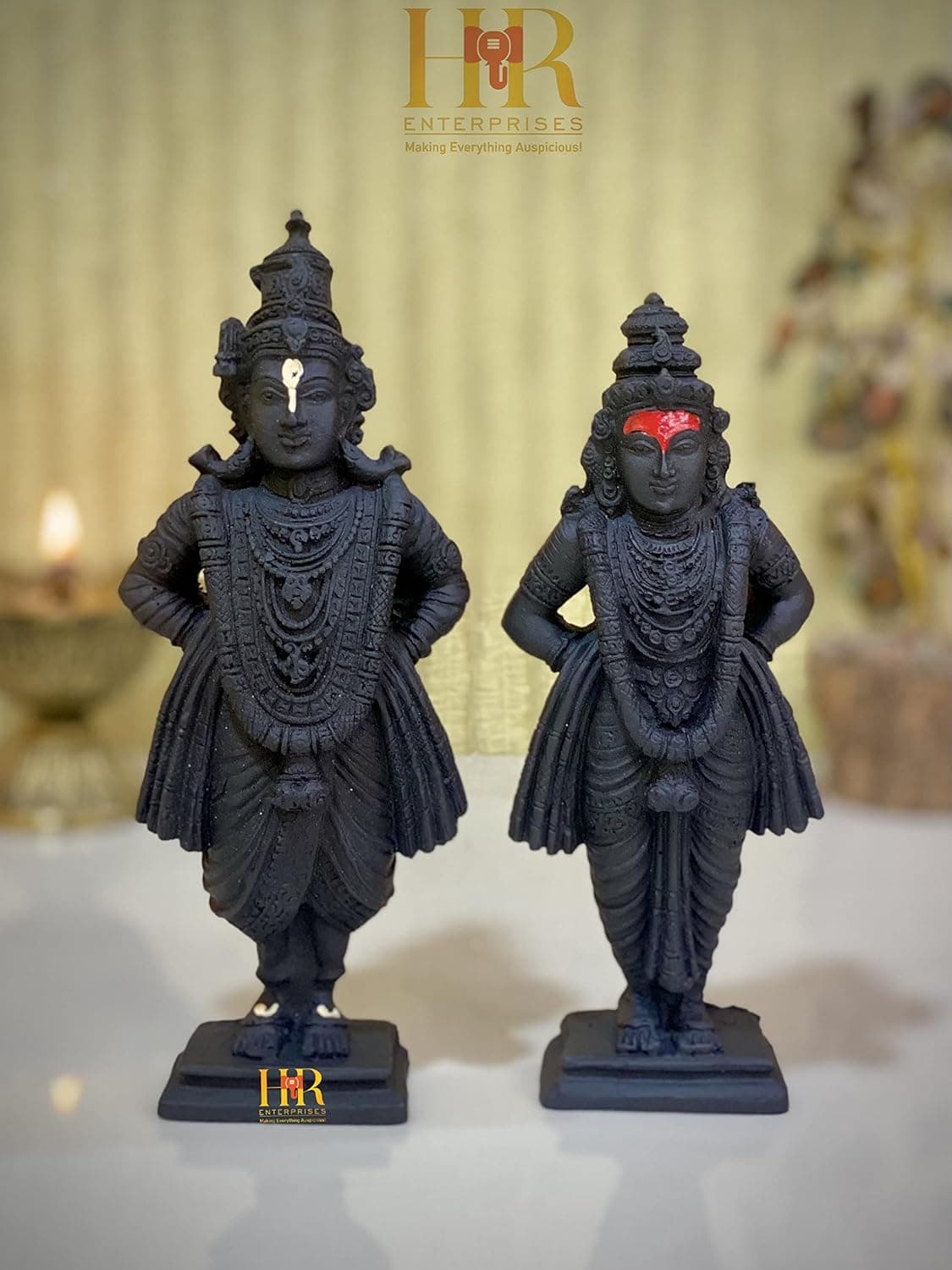 HR Enterprises 70 VR Black Vitthal Rukmini StatueVitthal Rukmani StandIdol of God Vitthal RukmaiStatue for Home DecorGiftingShowpieces for Home