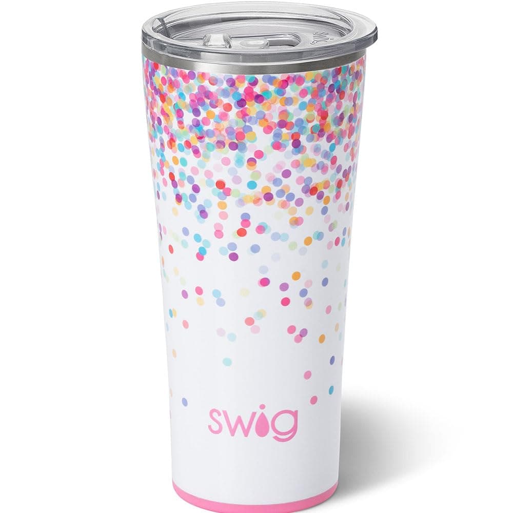 Swig Life 22oz Insulated Tumbler Travel Coffee Tumbler with Lid Cup Holder Friendly Travel Coffee Mug Stainless Steel Thermos Confetti