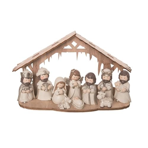 Transpac Resin 10 in. Brown Christmas Nativity with Set of 10