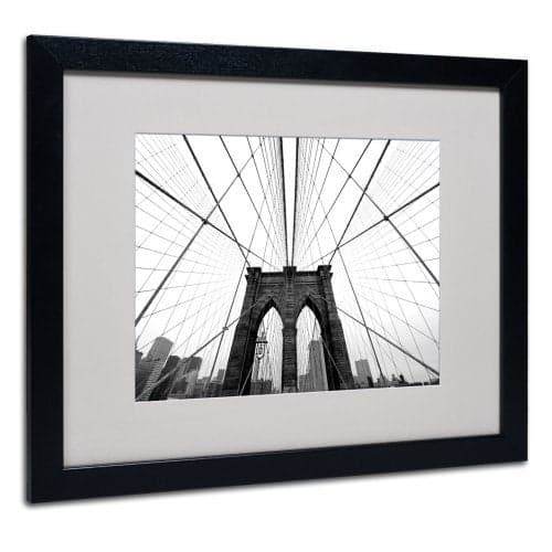 Trademark Fine Art NYC Brooklyn Bridge Artwork by Nina Papiorek in Black Frame, 16 by 20-Inch