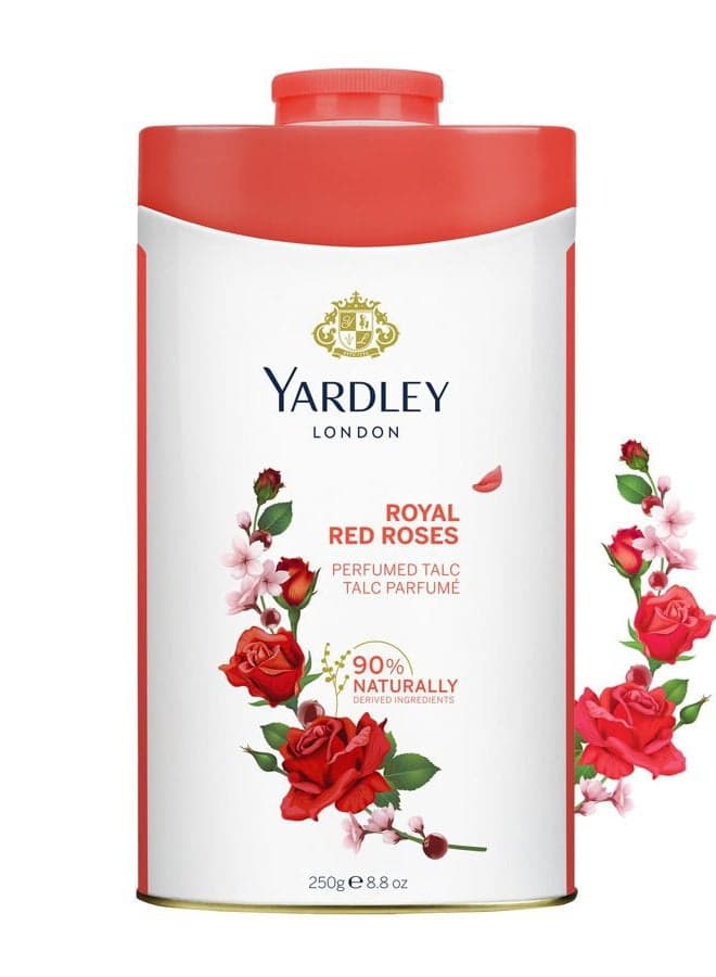 Royal Red Rose Perfumed Talcum Body Powder - 250g | Long Lasting Fragrance & Smooth Texture | For Women