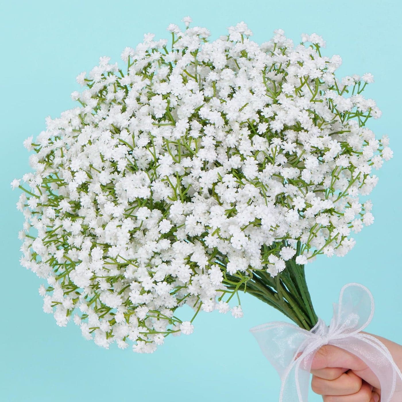 Waipfaru 15Pcs Babys Breath Artificial Flowers Baby Breath Flowers Artificial Bulk Real Touch Fake White Flowers Faux Babies Breath Gypsophila for Wedding Home Decor Floral Arrangement