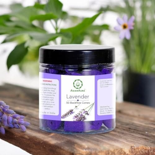 Asian Aura Backflow Incense dhoop/Cone | Scented Back Flow Smoke Cones |for Pooja, Rituals & Special Occassions, Smoke Fountain, Home Fragrance (Pack of 50) (Lavender)