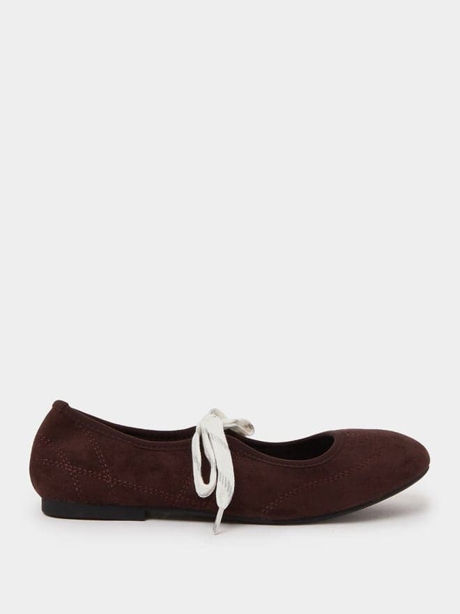 Styli Brown Lace-Up Detail Sneakerina