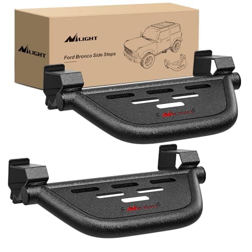 Nilight Running Boards Side Steps Compatible with 2021 2022 2023 2024 Ford Bronco 2/4 Doors with The Rock Rails 2Pcs Heavy-Duty Steel Side Bars Step Plates,2 Years Warranty