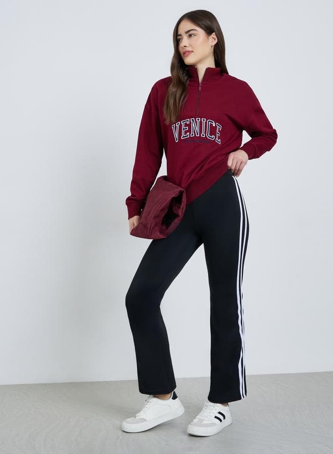 Black Side Striped Flare Leggings