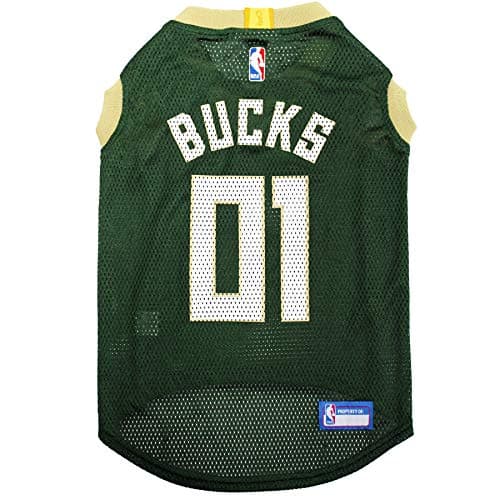 Pets First NBA MILWAUKEE BUCKS DOG Jersey, Large - Tank Top Basketball Pet Jersey
