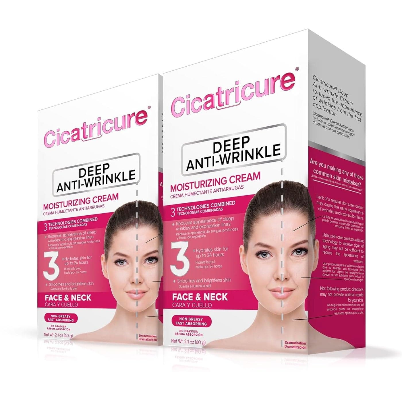 Cicatricure Deep AntiWrinkle Face Neck Cream Reduces the Appearance of Wrinkles from 1st Use Face Moisturizer AntiAging Cream NonGreasy Wrinkle Cream for Women Neck Cream 21 Ounces2 Pack