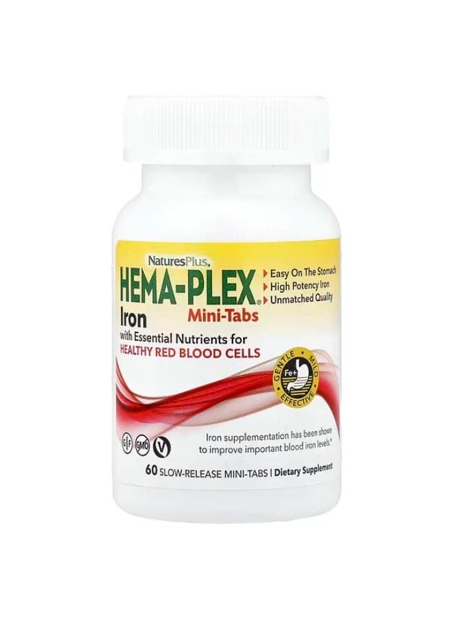NaturesPlus, Hema-Plex, Iron with Essential Nutrients for Healthy Red Blood Cells, 60 Slow Release Mini Tabs