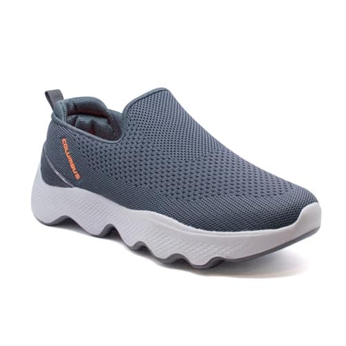 Columbus Sports Shoes - Running Shoes|Walking Shoes| Training & Gym Shoe | Outdoors Shoe for Men (Massager-01) (Dark Grey & Fluorescent Orange),UK-08