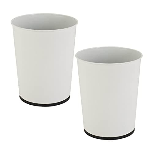 Bath Bliss 5 Liter Small Wastebasket | Round Open Top | Trash Can | Bathroom | Bedroom | Kitchen | Office | Dorm | Disposal Waste Bin | Garbage | White
